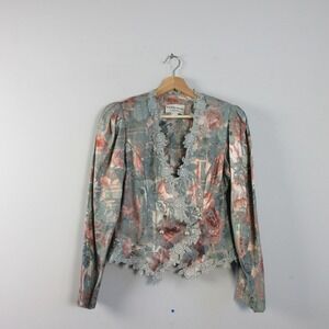 Nah Nah Collection Jonathan Tait Floral Blouse 7 8 Pearl Vtg Cottagecore 358